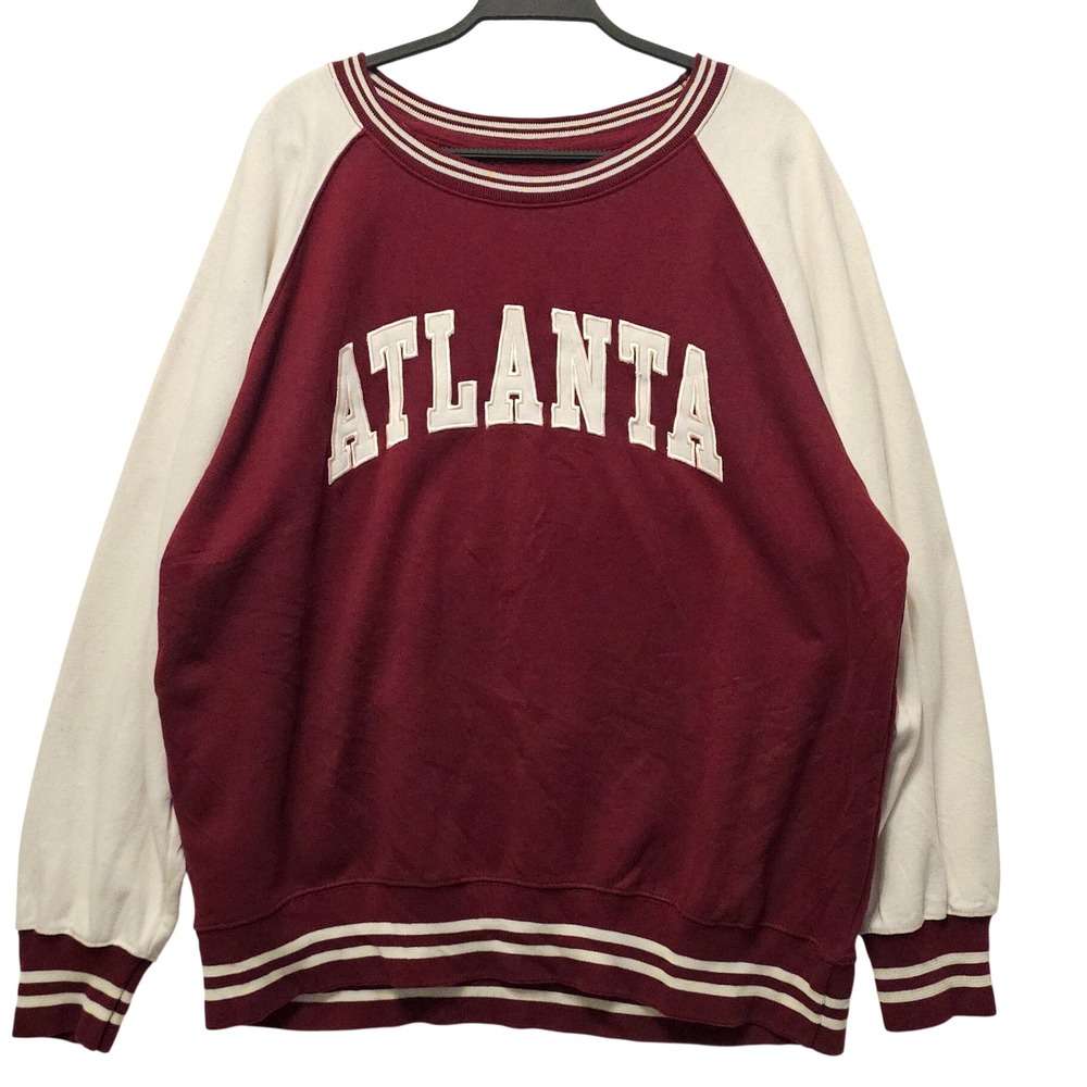 New York Popular Atlanta Raglan Sweatshirt Burgundy Cream Mens 2XL Varsity